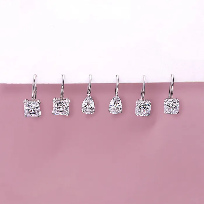 BERRICLE Earrings Solitaire Pear CZ Leverback Earrings in Sterling Silver