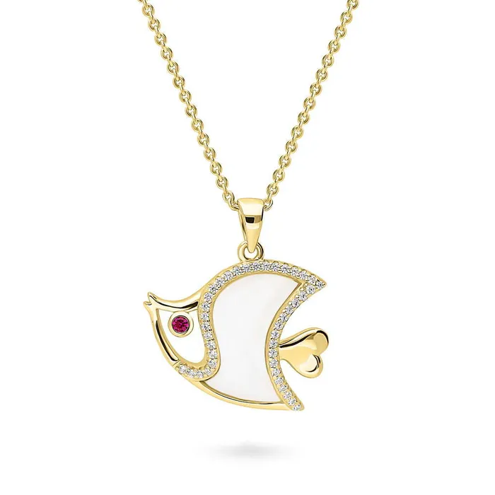 BERRICLE Fish Mother Of Pearl Necklace in Sterling Silver Necklaces