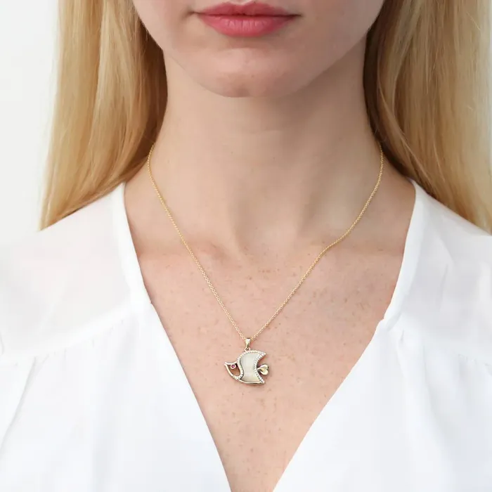 BERRICLE Fish Mother Of Pearl Necklace in Sterling Silver Necklaces