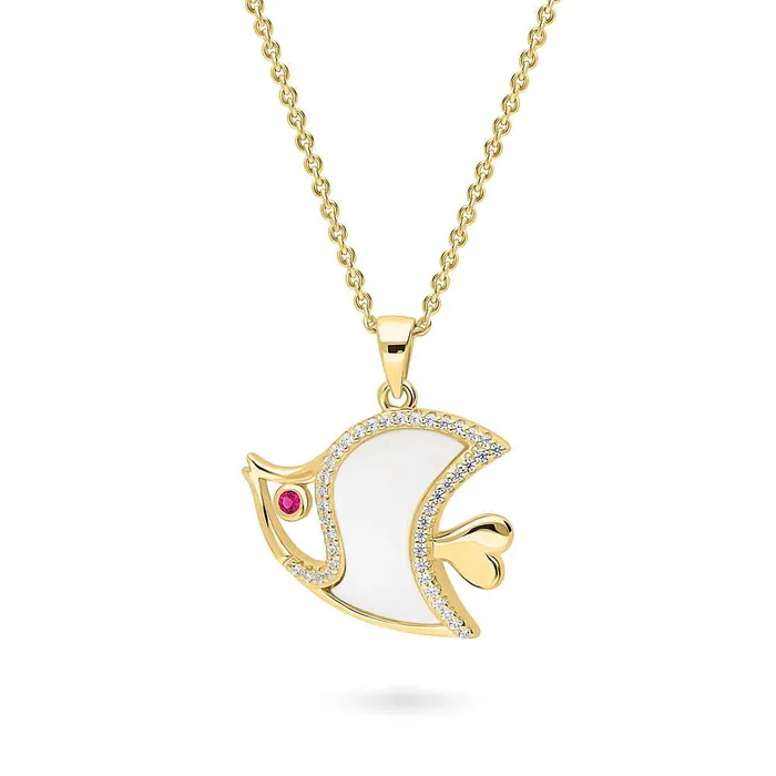 BERRICLE Fish Mother Of Pearl Necklace in Sterling Silver Necklaces