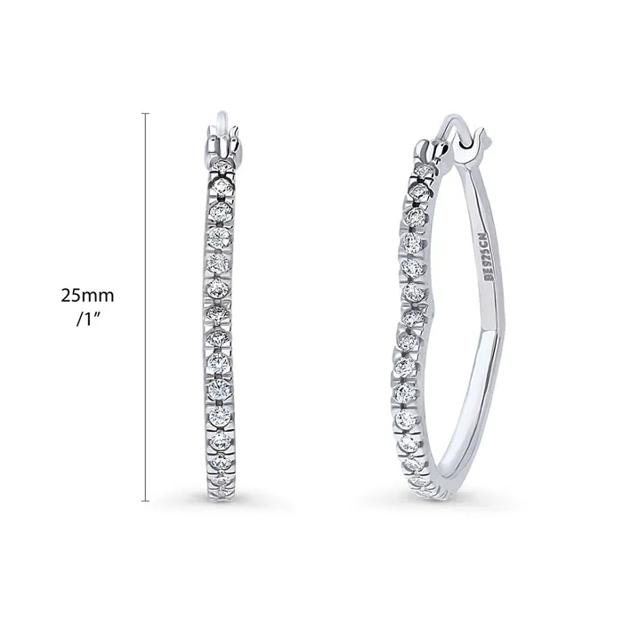 BERRICLE Heart CZ Medium Hoop Earrings in Sterling Silver 1 Earrings