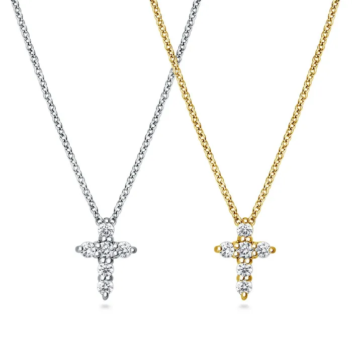 BERRICLE Necklaces Cross CZ Necklace in Sterling Silver 2 Piece