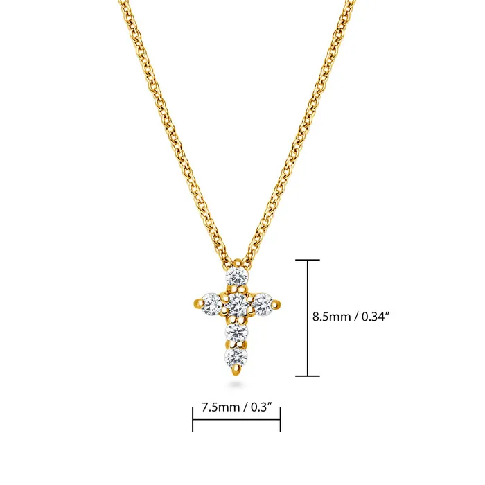 BERRICLE Necklaces Cross CZ Necklace in Sterling Silver 2 Piece
