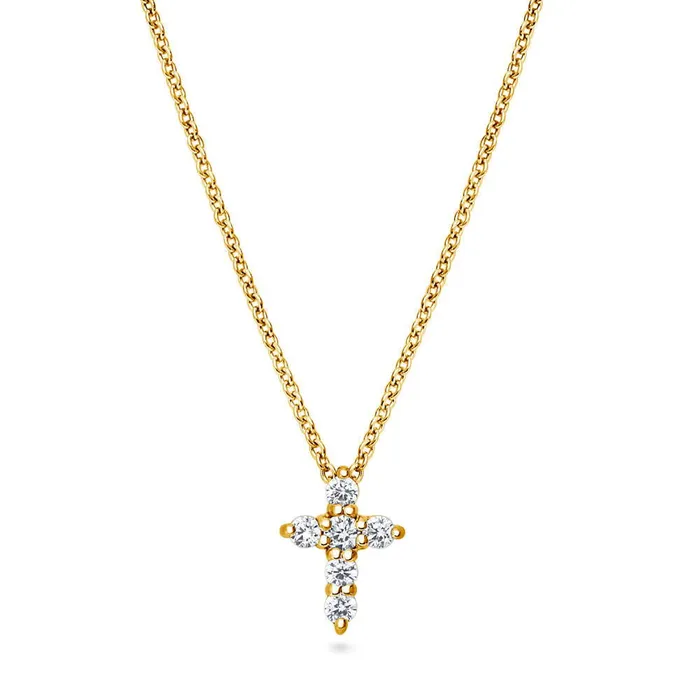 BERRICLE Necklaces Cross CZ Necklace in Sterling Silver 2 Piece