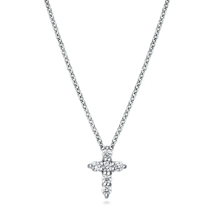BERRICLE Necklaces Cross CZ Necklace in Sterling Silver 2 Piece