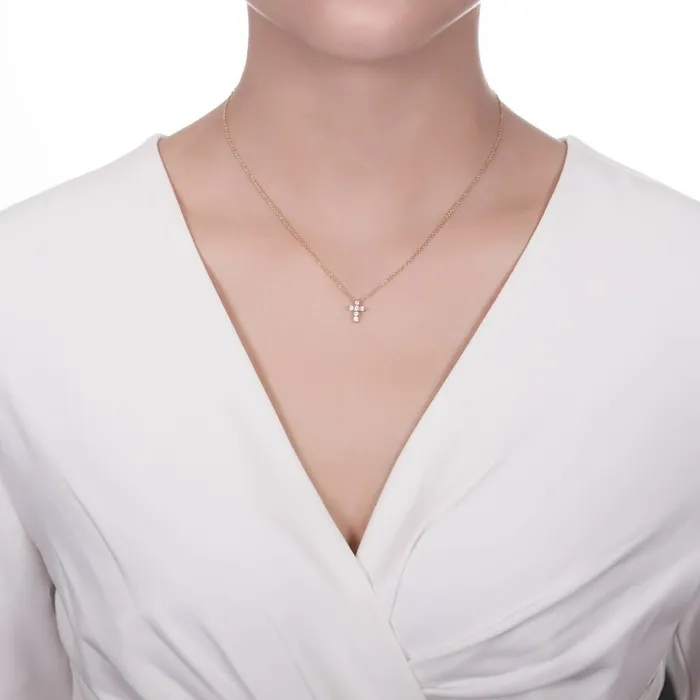 BERRICLE Necklaces Cross CZ Necklace in Sterling Silver 2 Piece