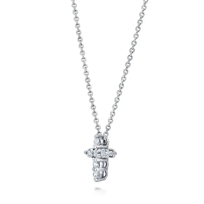 BERRICLE Necklaces Cross CZ Necklace in Sterling Silver 2 Piece
