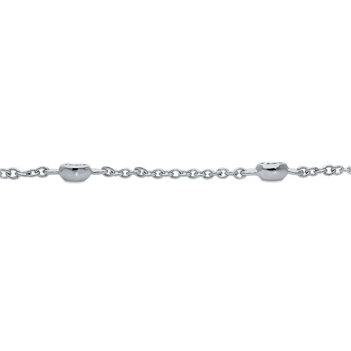 BERRICLE Necklaces CZ by Yard Rolo Chain Station Anklet in Sterling Silver