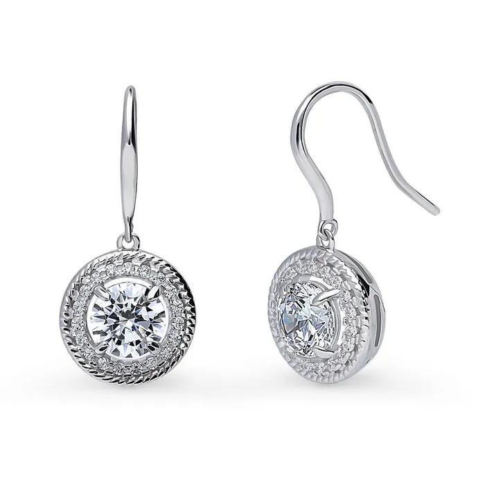 BERRICLE Necklaces Halo Cable CZ Necklace and Earrings in Sterling Silver