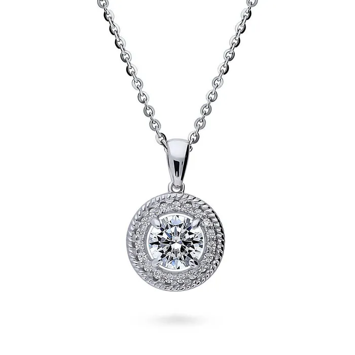 BERRICLE Necklaces Halo Cable CZ Necklace and Earrings in Sterling Silver