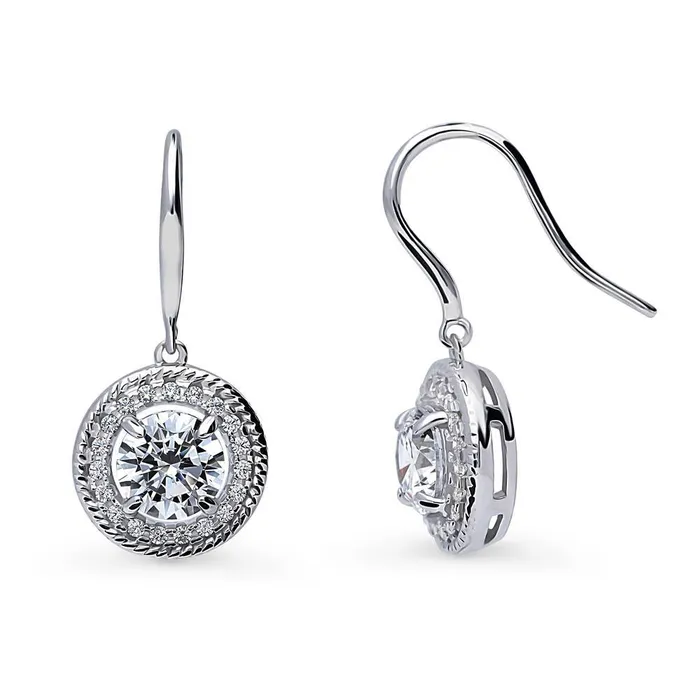 BERRICLE Necklaces Halo Cable CZ Necklace and Earrings in Sterling Silver