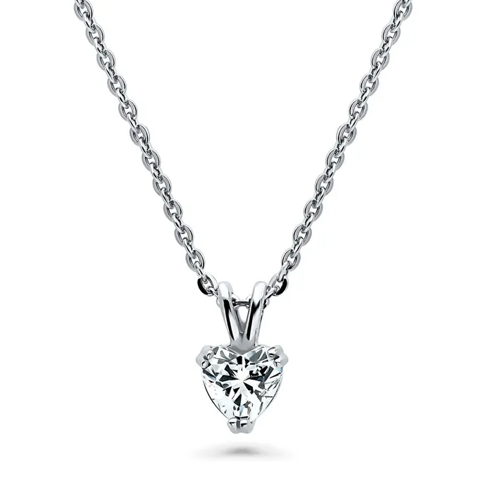 BERRICLE Necklaces Solitaire Heart 07ct Heart CZ Necklace in Sterling Silver
