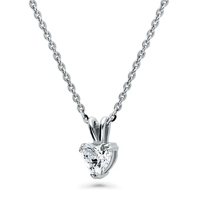 BERRICLE Necklaces Solitaire Heart 07ct Heart CZ Necklace in Sterling Silver