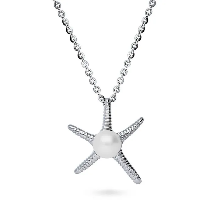 BERRICLE Necklaces Starfish Solitaire Cultured Pearl Necklace in Sterling Silver BERRICLE Necklaces Starfish Solitaire Cultured Pearl Necklace in Sterling Silver