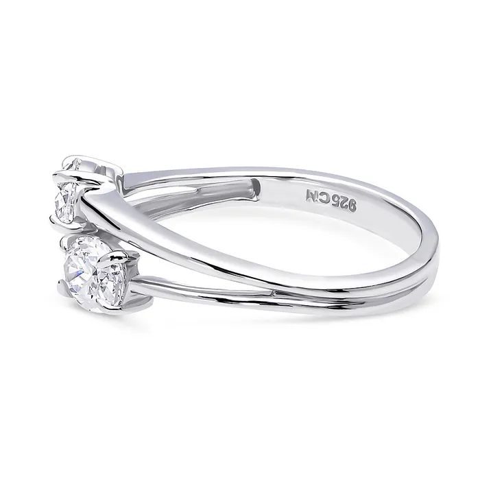BERRICLE Rings 2Stone CZ Split Shank Ring in Sterling Silver