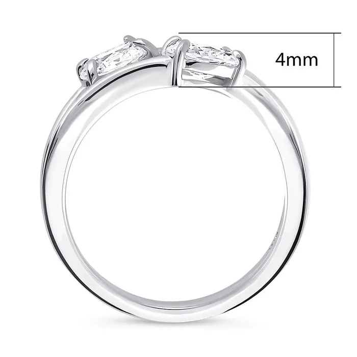 BERRICLE Rings 2Stone CZ Split Shank Ring in Sterling Silver