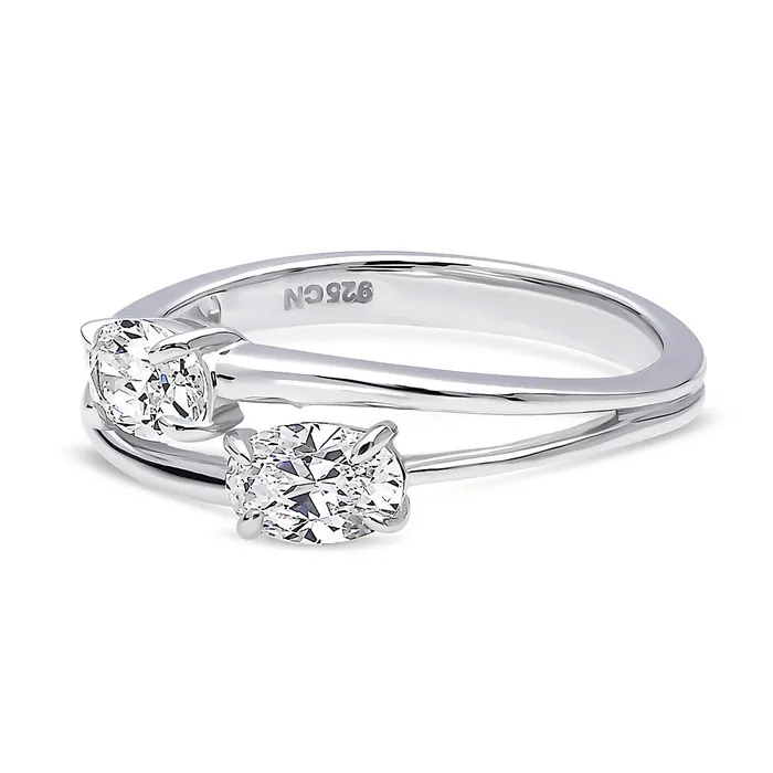 BERRICLE Rings 2Stone CZ Split Shank Ring in Sterling Silver
