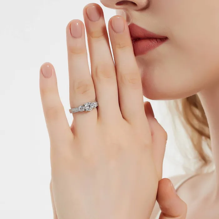 BERRICLE Rings 3Stone 08ct CZ Ring Set in Sterling Silver