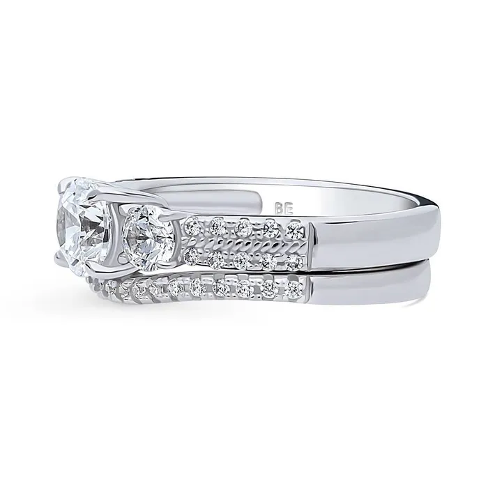 BERRICLE Rings 3Stone 08ct CZ Ring Set in Sterling Silver