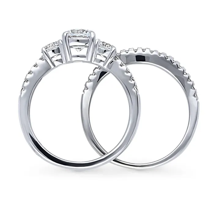 BERRICLE Rings 3Stone 08ct CZ Ring Set in Sterling Silver