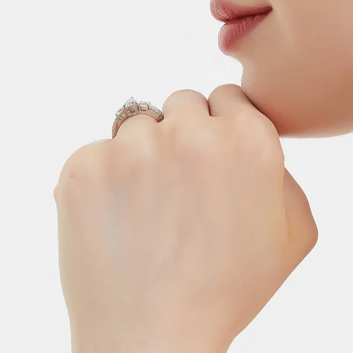 BERRICLE Rings 3Stone 08ct Pear CZ Ring Set in Sterling Silver