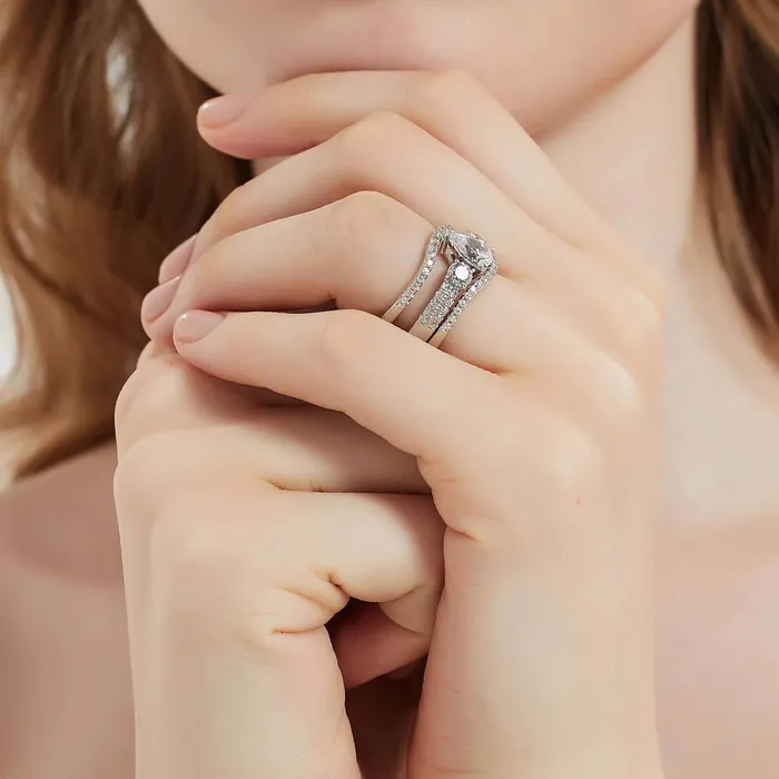 BERRICLE Rings 3Stone 08ct Pear CZ Ring Set in Sterling Silver