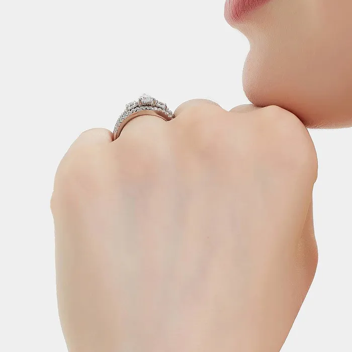 BERRICLE Rings 3Stone 08ct Pear CZ Ring Set in Sterling Silver
