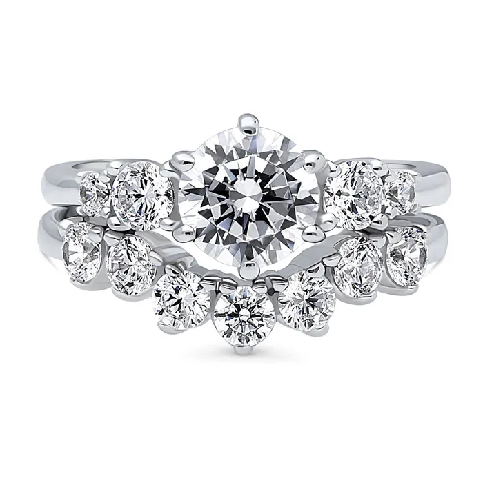 BERRICLE Rings 5Stone 7Stone CZ Stackable Ring Set in Sterling Silver