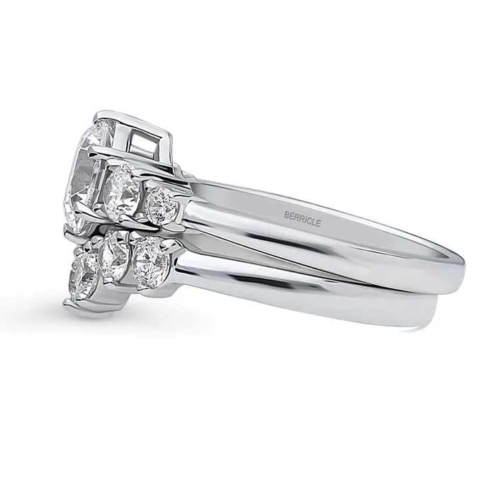 BERRICLE Rings 5Stone 7Stone CZ Stackable Ring Set in Sterling Silver