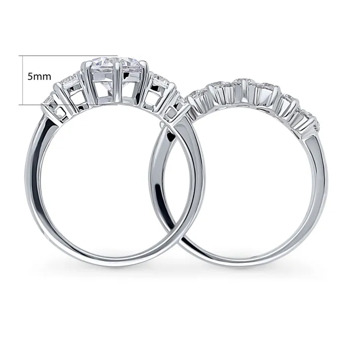 BERRICLE Rings 5Stone 7Stone CZ Stackable Ring Set in Sterling Silver