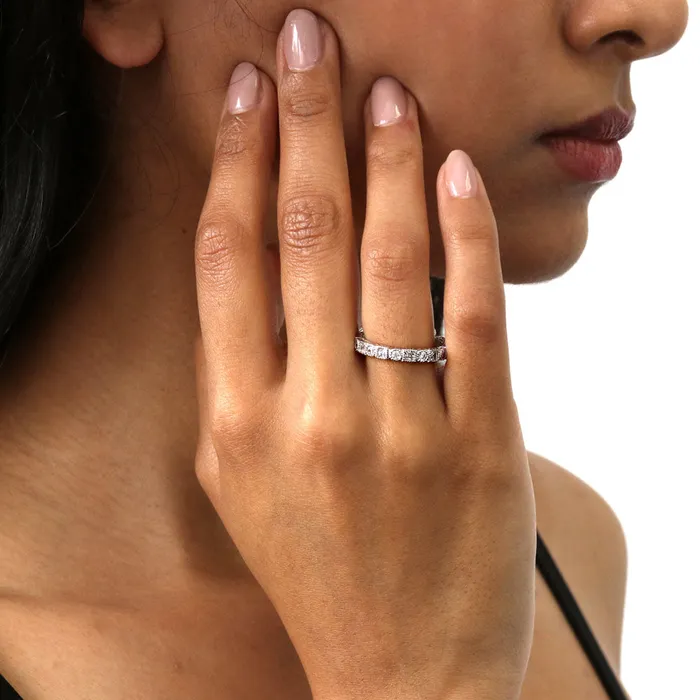 BERRICLE Rings Art Deco Milgrain Bezel CZ Eternity Ring in Sterling Silver