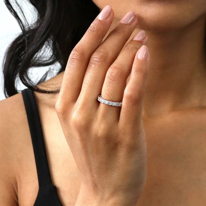 BERRICLE Rings Art Deco Milgrain Bezel CZ Eternity Ring in Sterling Silver