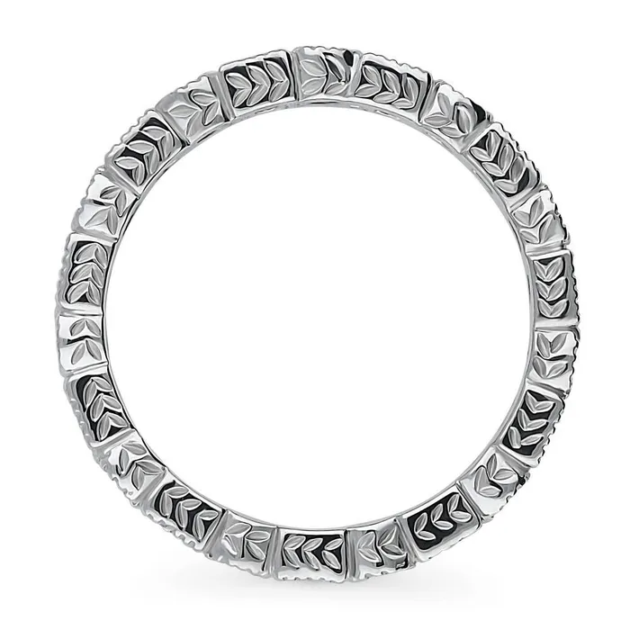 BERRICLE Rings Art Deco Milgrain Bezel CZ Eternity Ring in Sterling Silver