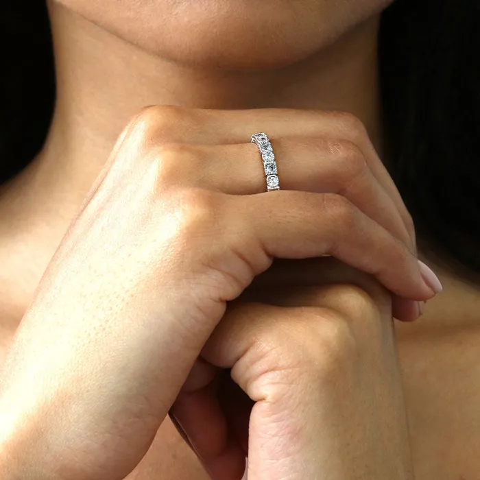 BERRICLE Rings Art Deco Milgrain Bezel CZ Eternity Ring in Sterling Silver