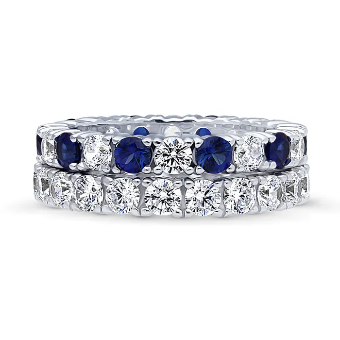 BERRICLE Rings CZ Eternity Ring Set in Sterling Silver
