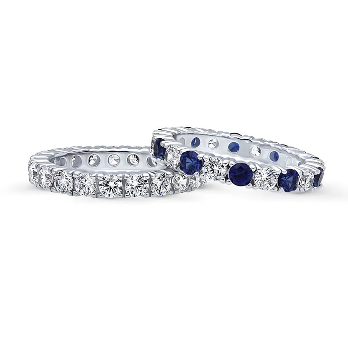 BERRICLE Rings CZ Eternity Ring Set in Sterling Silver