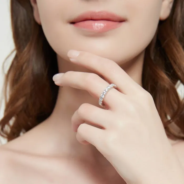 BERRICLE Rings CZ Eternity Ring Set in Sterling Silver