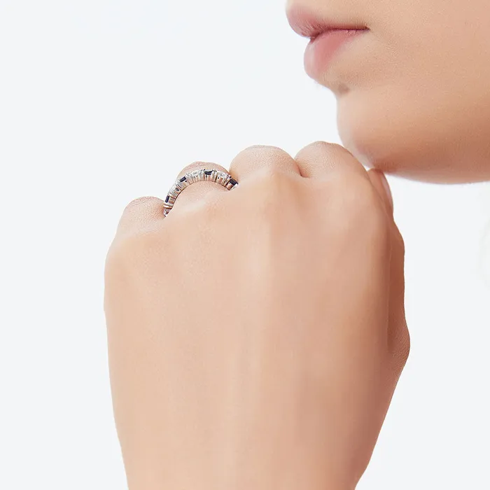 BERRICLE Rings CZ Eternity Ring Set in Sterling Silver