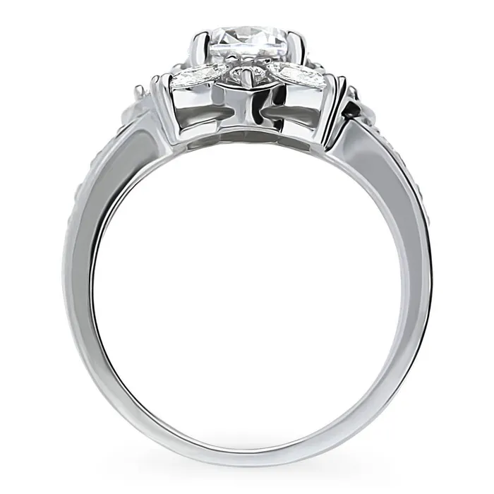 BERRICLE Rings Flower Halo CZ Ring in Sterling Silver