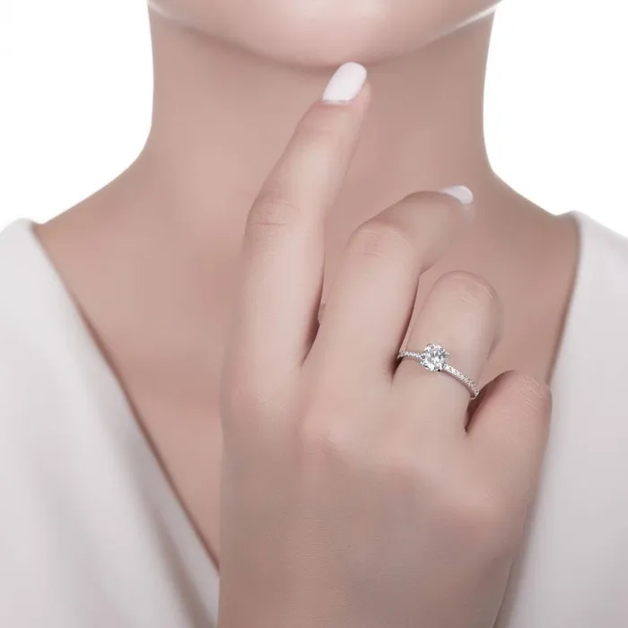 BERRICLE Rings Flower Solitaire 1ct CZ Ring Set in Sterling Silver
