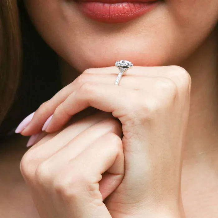 BERRICLE Rings Halo Cushion Cut CZ Ring in Sterling Silver