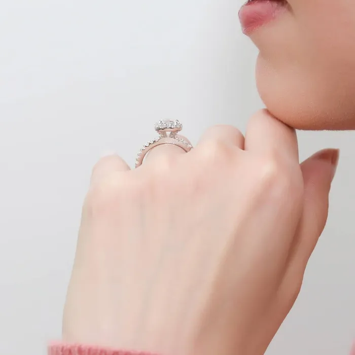 BERRICLE Rings Halo Cushion Cut CZ Ring in Sterling Silver