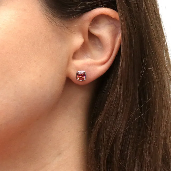 BERRICLE Rings Kaleidoscope Solitaire Red Orange Bezel CZ Set in Sterling Silver