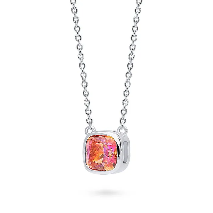 BERRICLE Rings Kaleidoscope Solitaire Red Orange Bezel CZ Set in Sterling Silver