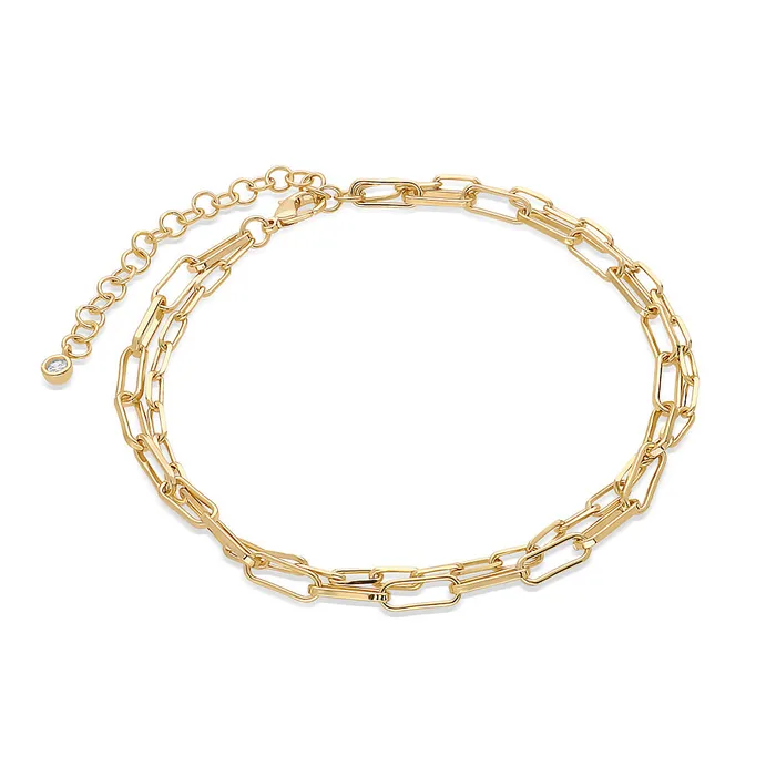 BERRICLE Rings Paperclip CZ Link Chain Anklet in GoldTone