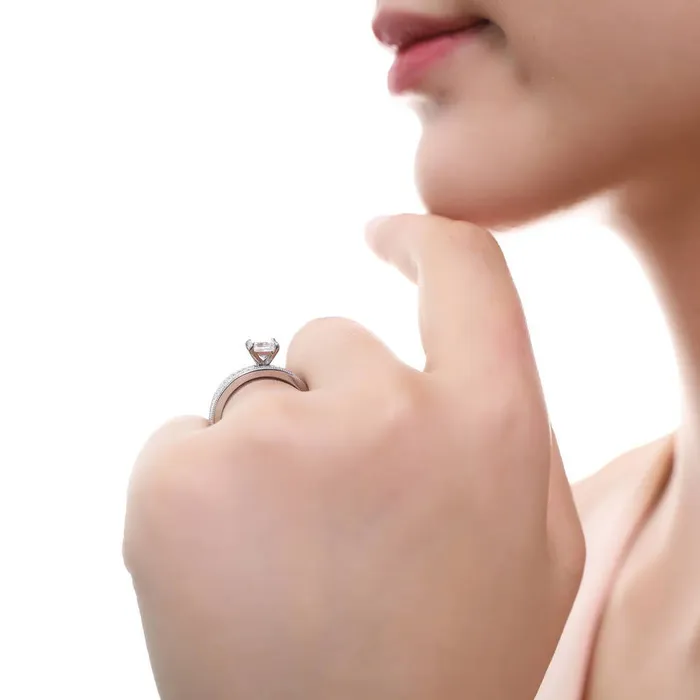 BERRICLE Rings Solitaire 1ct Princess CZ Ring Set in Sterling Silver