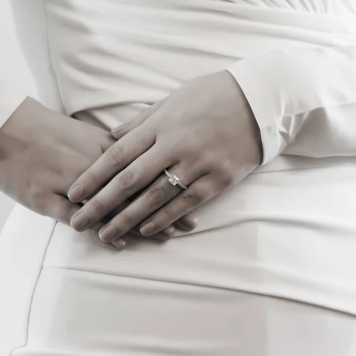 BERRICLE Rings Solitaire 1ct Princess CZ Ring Set in Sterling Silver