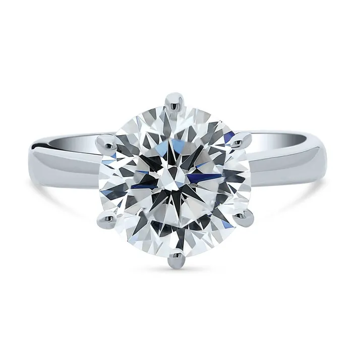 BERRICLE Rings Solitaire 38ct CZ Ring in Sterling Silver
