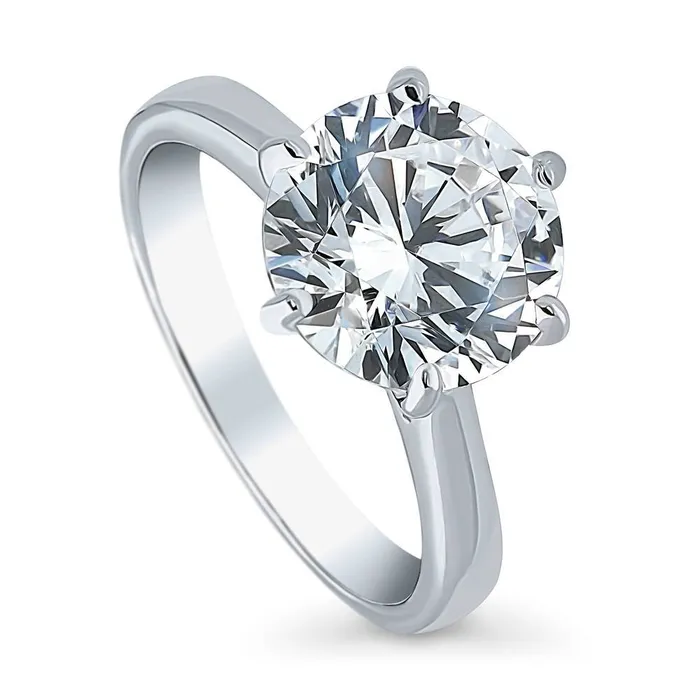 BERRICLE Rings Solitaire 38ct CZ Ring in Sterling Silver