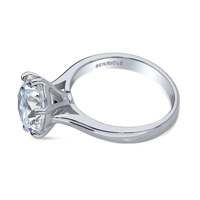 BERRICLE Rings Solitaire 38ct CZ Ring in Sterling Silver
